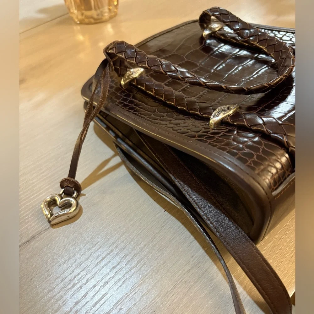 Brighton Croc-Embossed‎ Leather Crossbody Bag 7.5